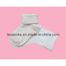 Chaussettes blanches pour bébé avec revers (DL-CS-21)